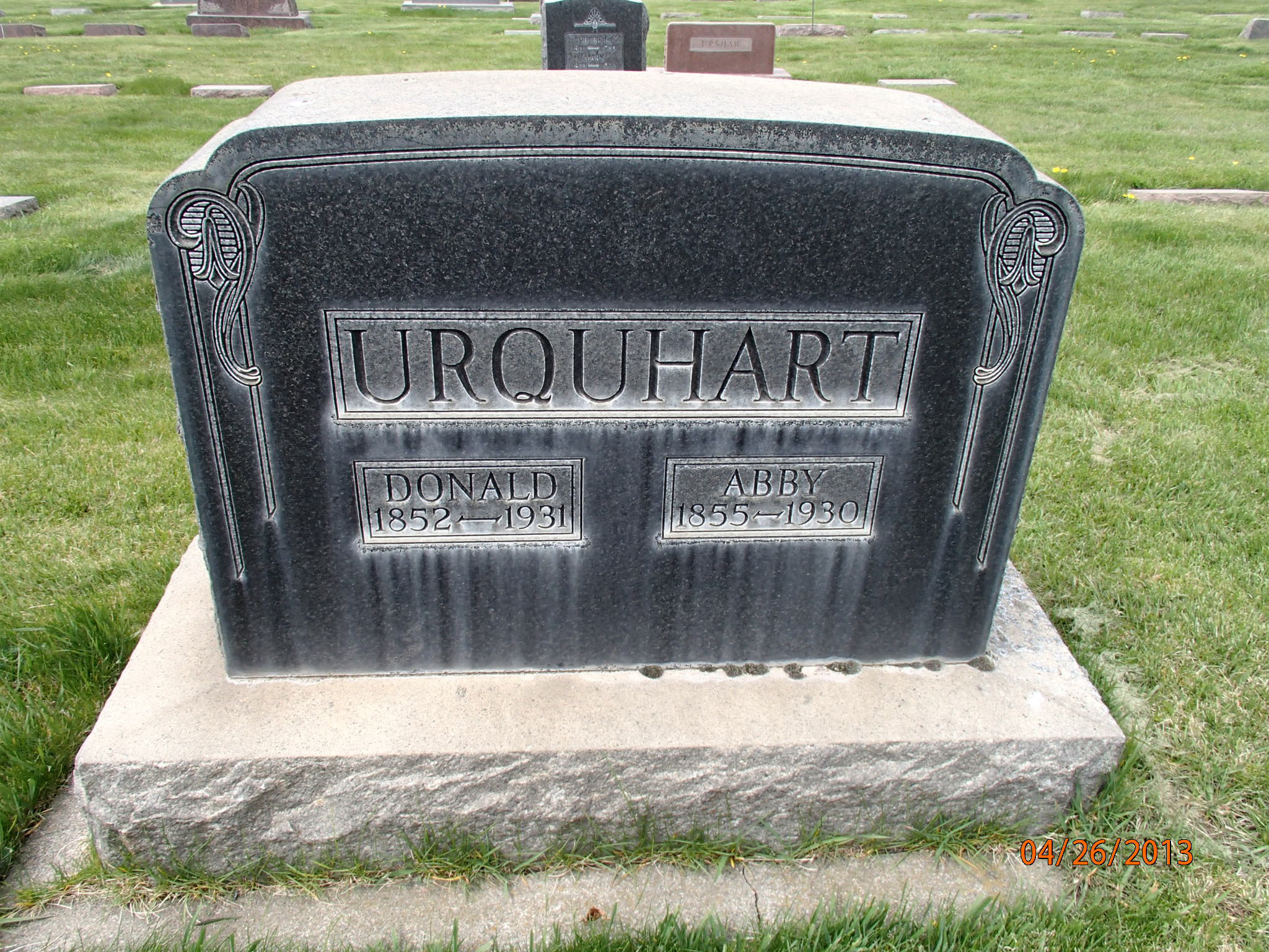 Photo of headstones/Abby Urquhart 1855-1930 hdstn Colfax Cem WA